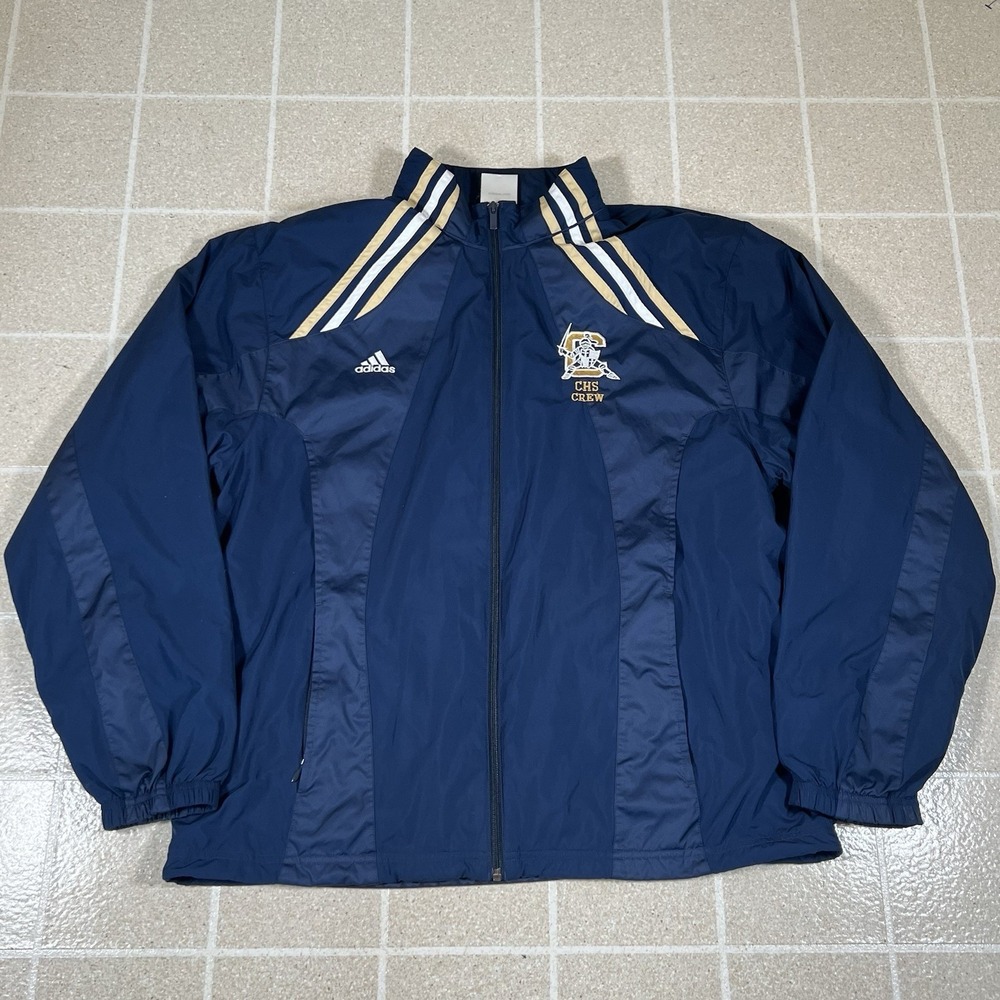 Adidas Vintage Y2K Track Suit Men's Size Sz L Nylon Windbreaker Navy Blue - Picture 2 of 16